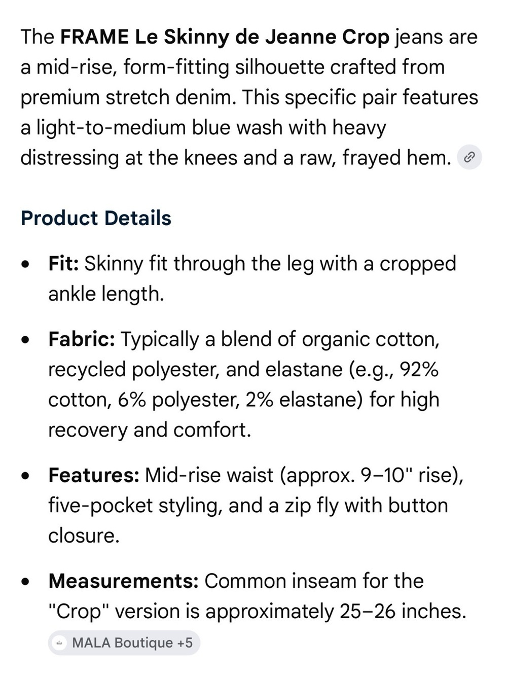 Frame Denim Le Skinny de Jeanne Crop Distressed Jeans in Size 25 - Picture 12 of 12